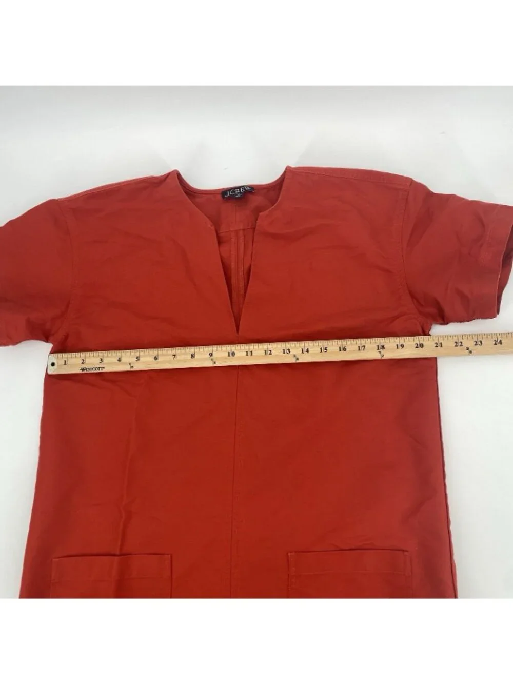 J Crew Size ST Patch-Pocket Pullover Dress Structured Cotton Poplin Orange